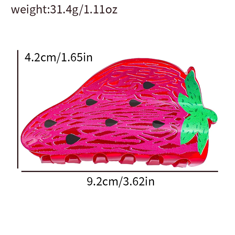 Charming Summer Fruit Acrylic Claw Clip - Colorful Watermelon & Orange Hairpin for Women and Girls
