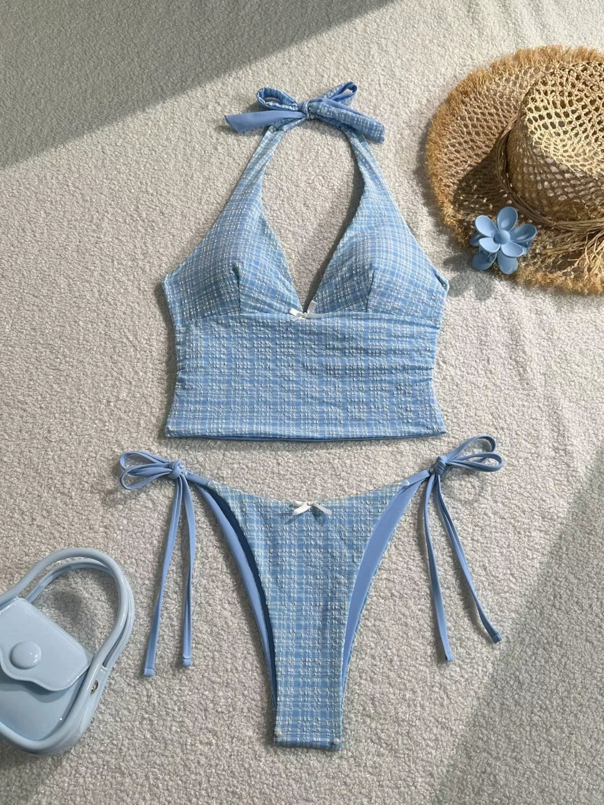 Elevate Your Summer Style with the 2025 Floral Halter Bikini - Sexy Backless Swimwear with Chic Tie Detail