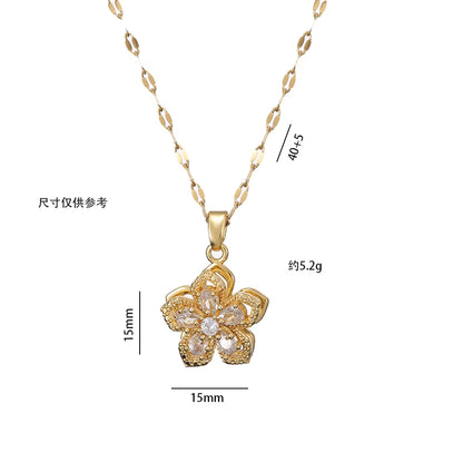 Elevate Your Style with the Light Luxury Gold Spin Zircon Flower Pendant Necklace - Perfect for Any Occasion!