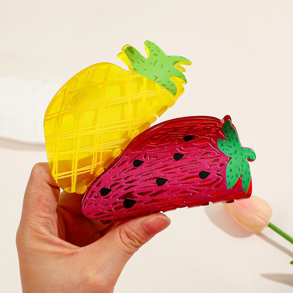 Charming Summer Fruit Acrylic Claw Clip - Colorful Watermelon & Orange Hairpin for Women and Girls