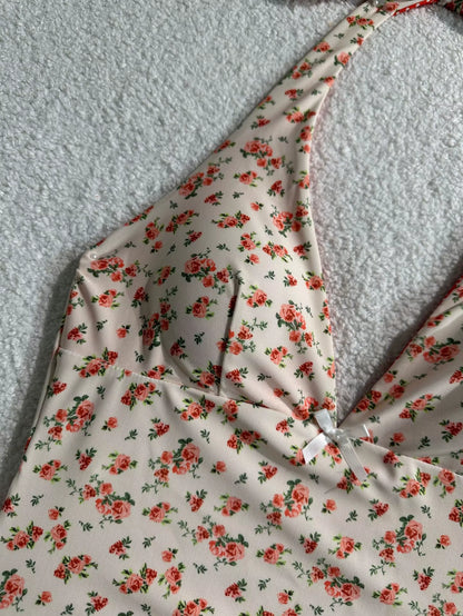 Elevate Your Summer Style with the 2025 Floral Halter Bikini - Sexy Backless Swimwear with Chic Tie Detail
