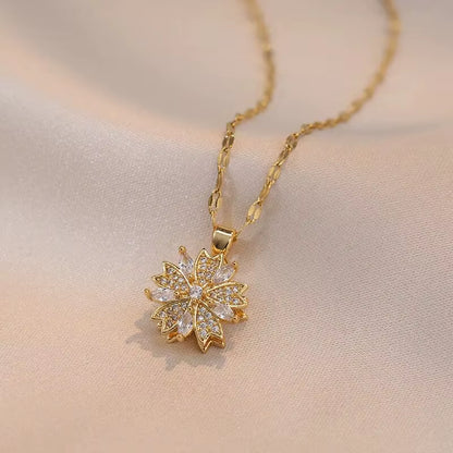 Elevate Your Style with the Light Luxury Gold Spin Zircon Flower Pendant Necklace - Perfect for Any Occasion!